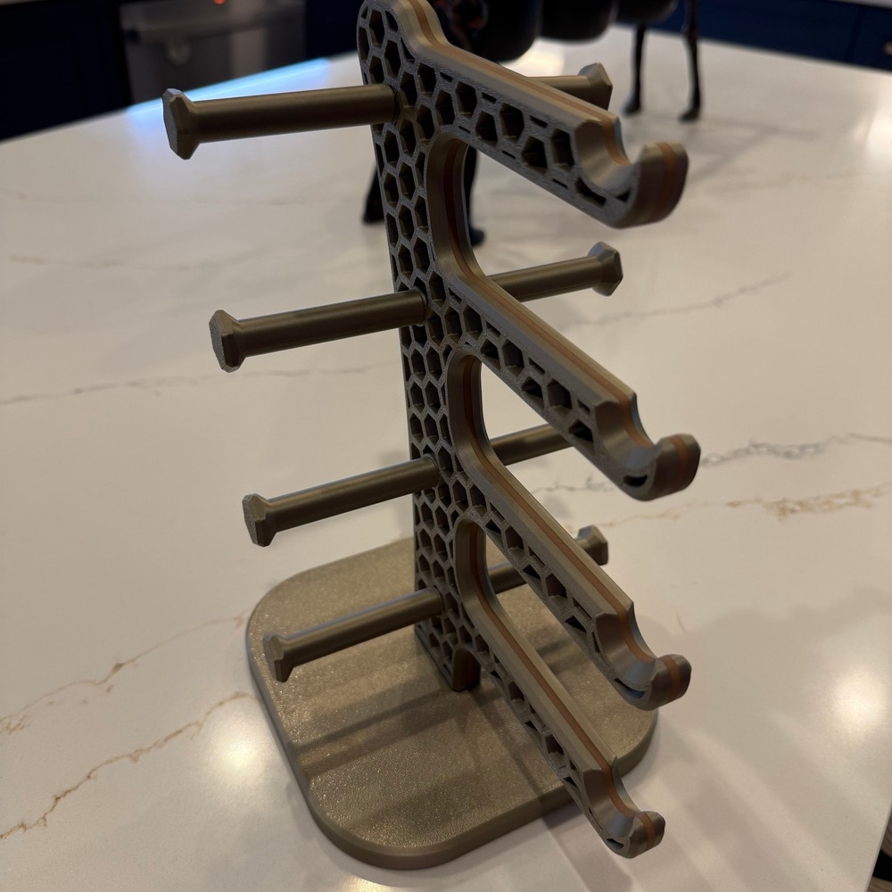 Modern Geometric Sunglasses Organizer Stand 4 Pair 3D Printed Champagne Gold
